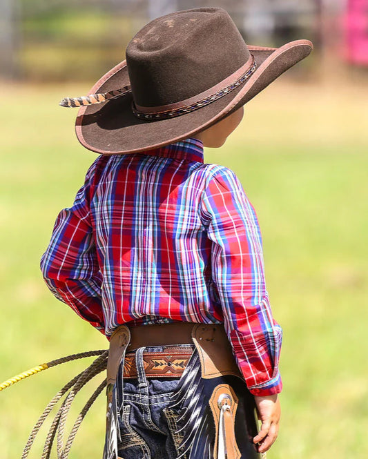 Little Spurs & Co Allora Long Sleeved Classic Romper - Red Plaid