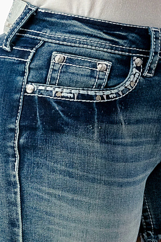 Grace in LA Ladies Mid Rise Denim Shorts - EH61765