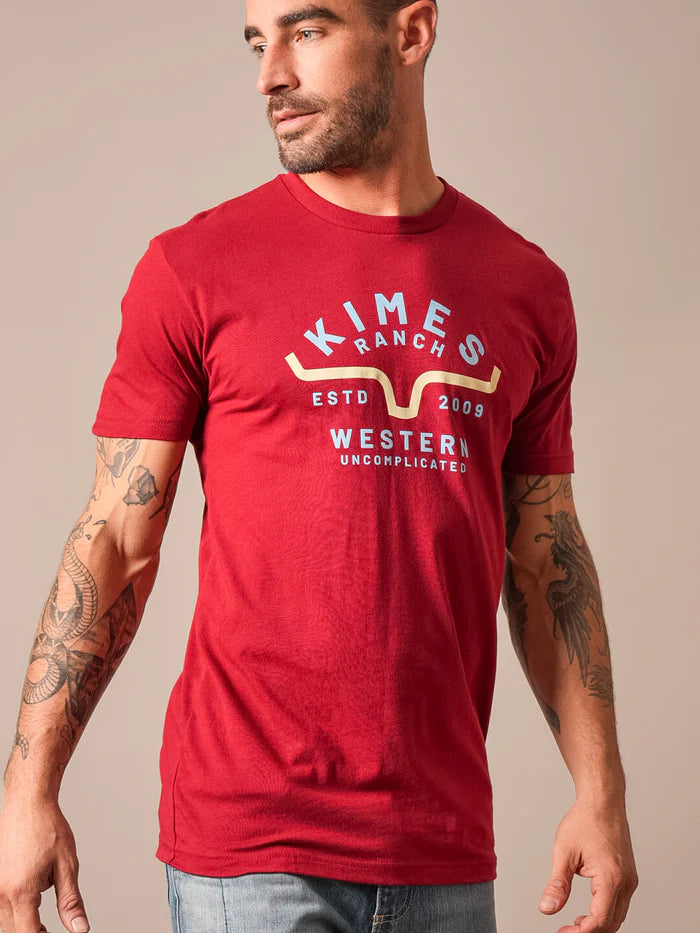 Kimes Ranch Mens T Shirt - Easy Does It  - Cardinal
