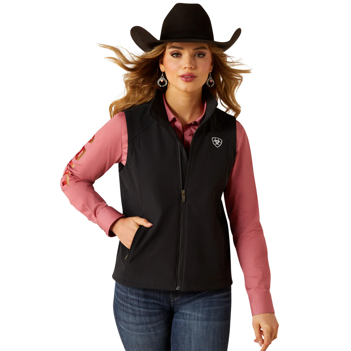 Ariat Ladies Logo Softshell Black Vest - 10062786