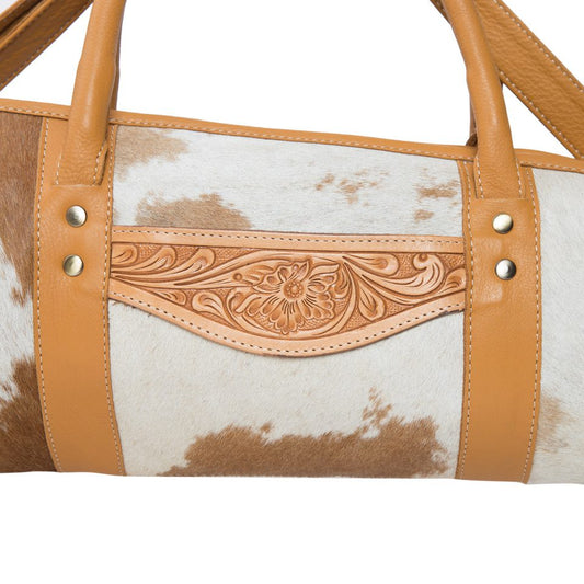 The Design Edge Tooling Leather Cowhide Extra Large Rifle Case - Tan & White