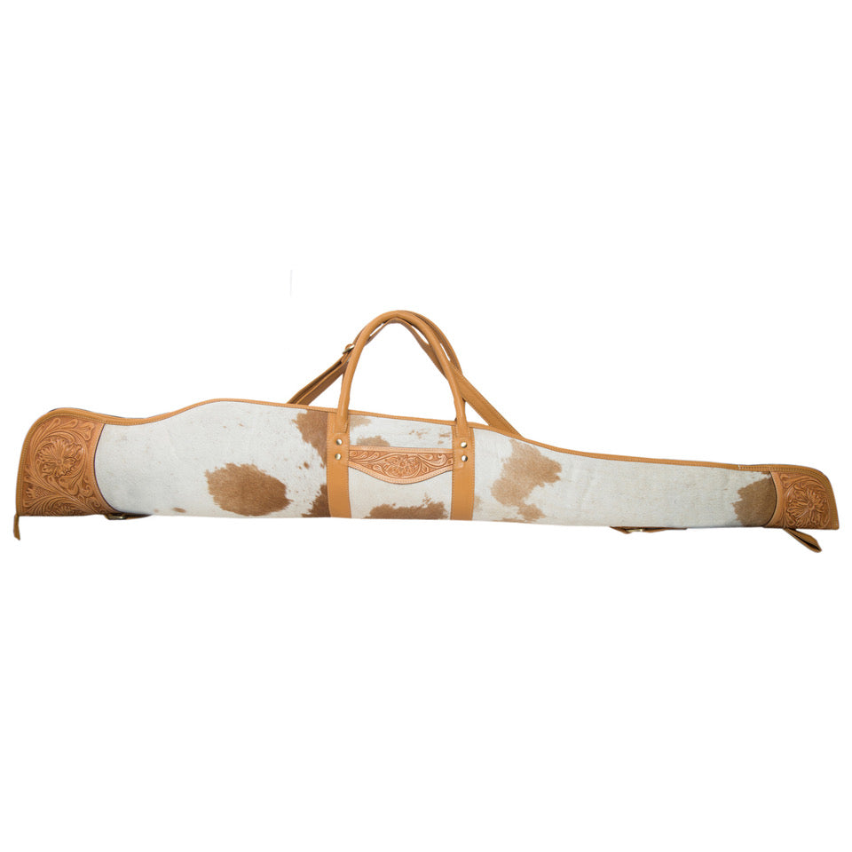 The Design Edge Tooling Leather Cowhide Rifle Case - Tan & White