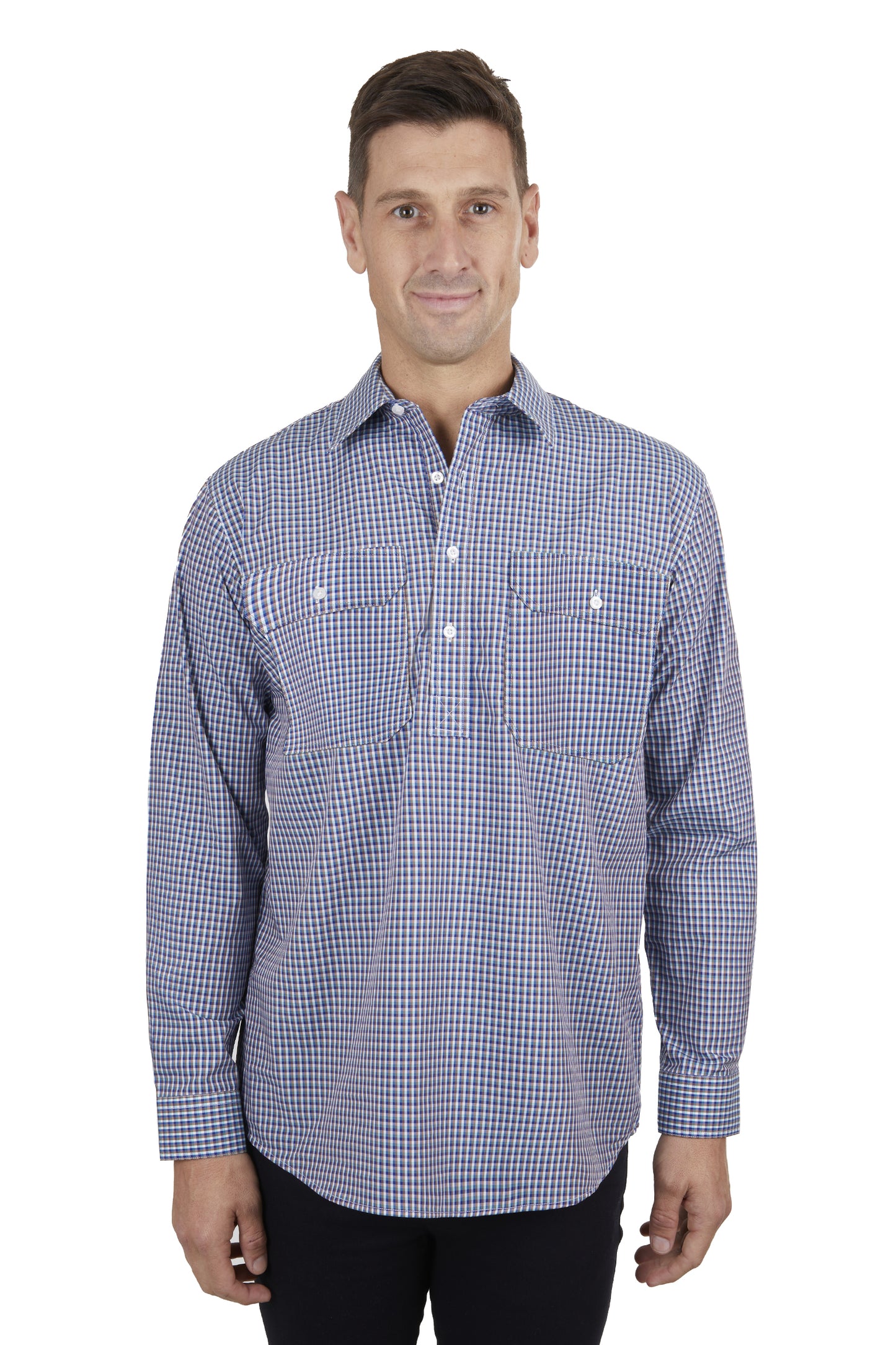Hard Slog Mens Bobbie Half Placket L/S Shirt - H4S1101052