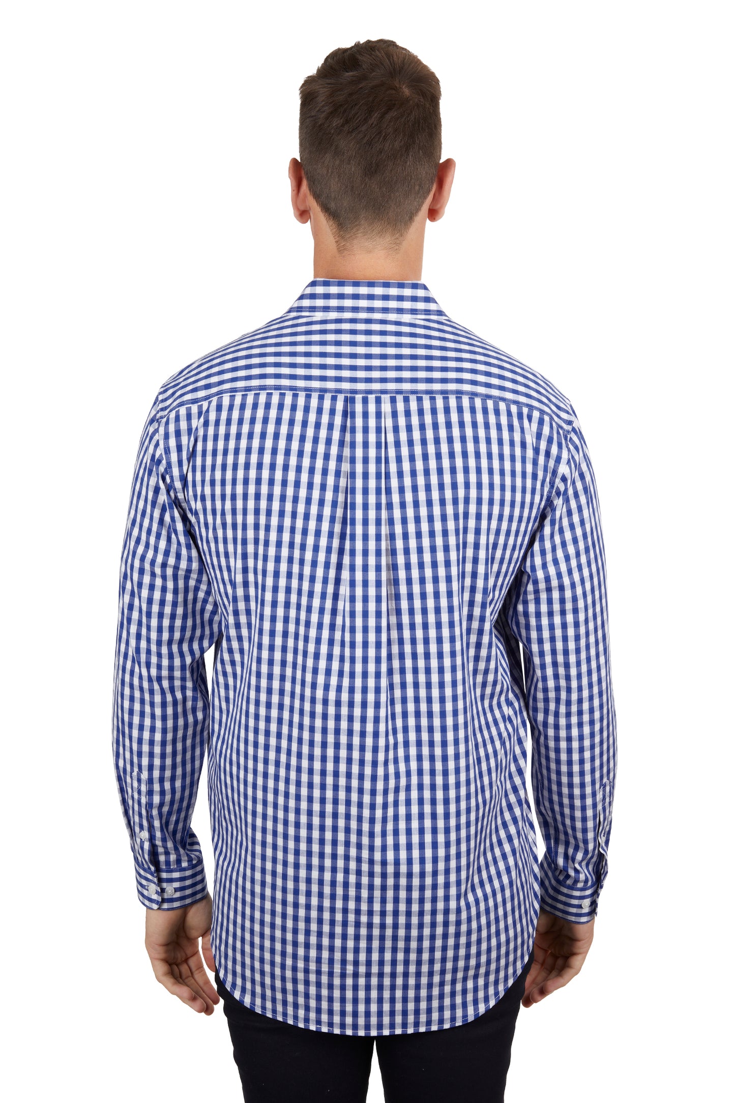 Hard Slog Mens Denny Half Placket L/S Shirt - Blue/White