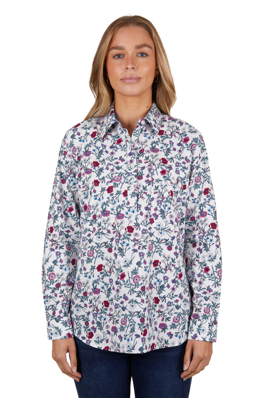Hard Slog Ladies Half Plkt L/S Shirt - H4S2101043