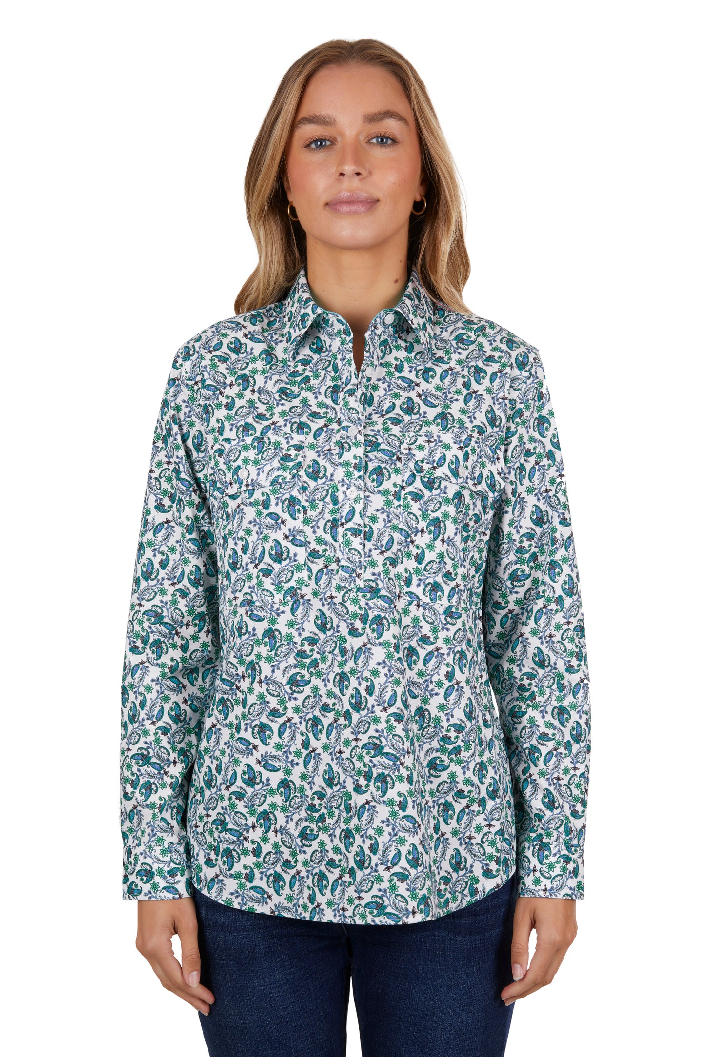 Hard Slog Ladies Half Plkt L/S Shirt - H4S2101046