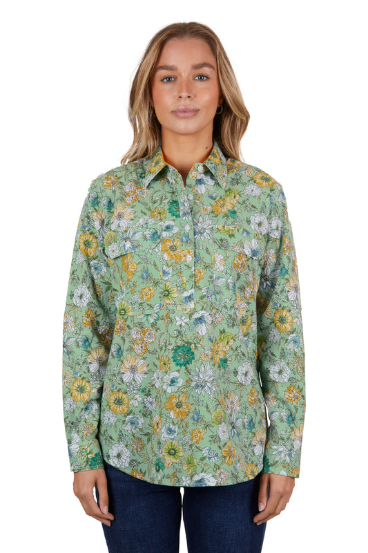 Hard Slog Ladies Tui Half Placket L/S Shirt - H4S2101047