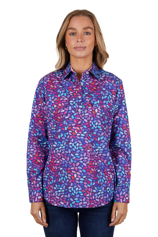 Hard Slog Ladies Half Plkt L/S Shirt - H4S2101049