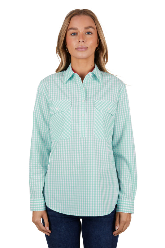 Hard Slog Ladies Half Plkt L/S Shirt - H4S2101057