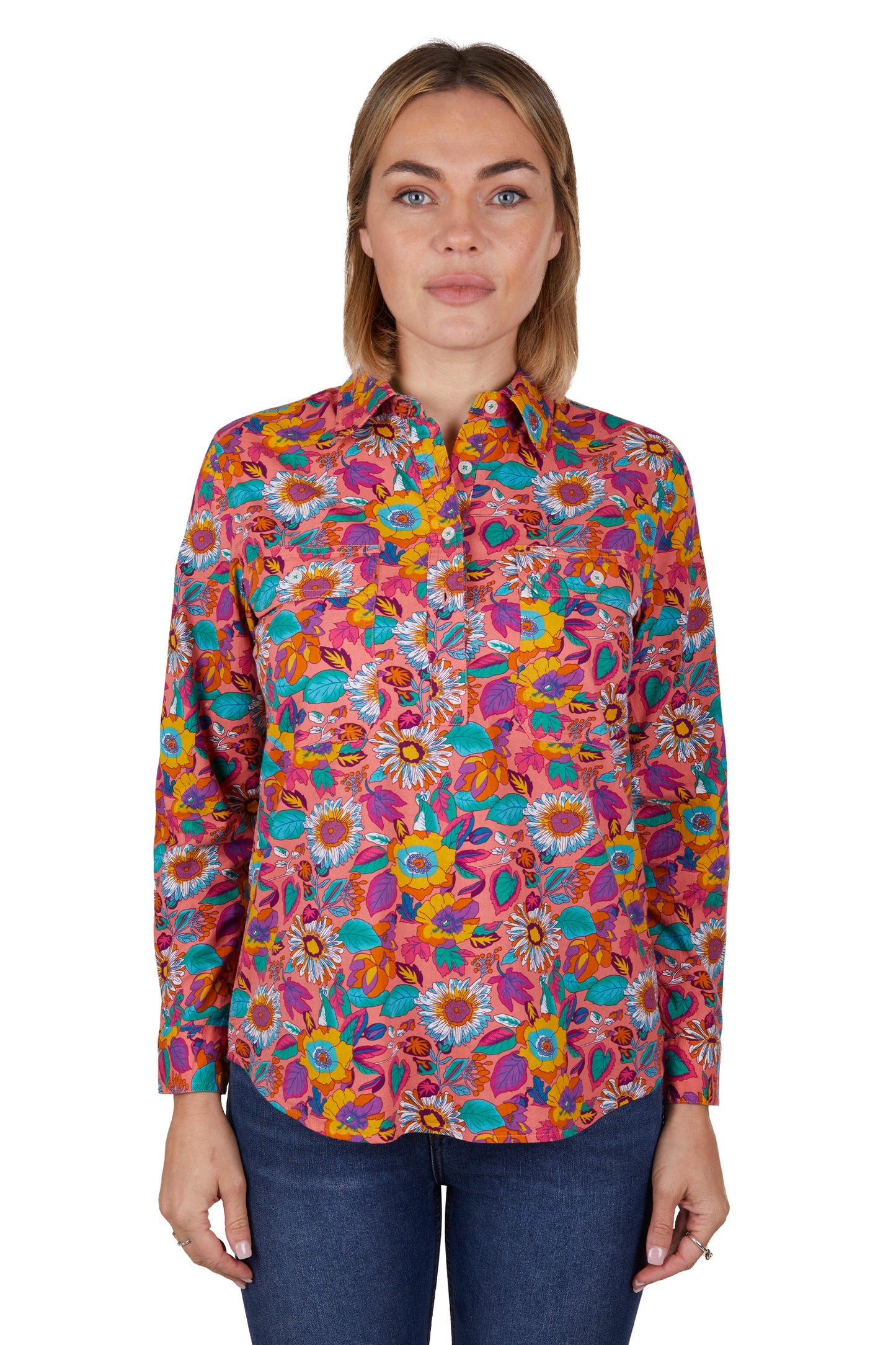 Hard Slog Ladies Half Plkt L/S Shirt - H4W2101204 - On Sale