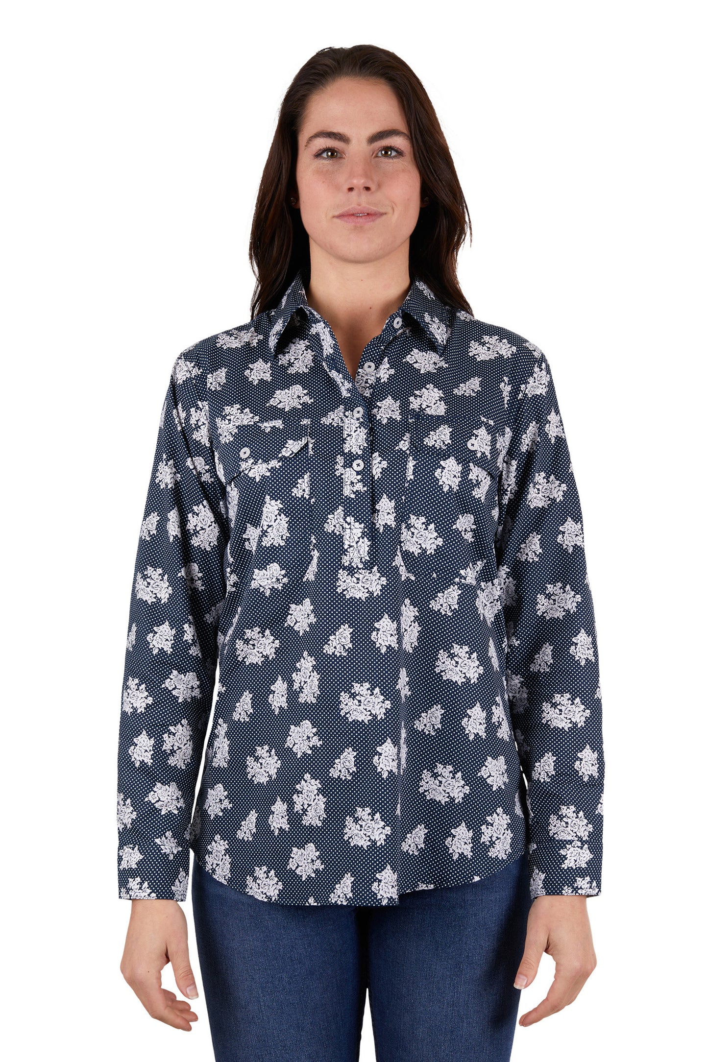 Hard Slog Ladies Half Plkt L/S Shirt - H4W2101208 - On Sale