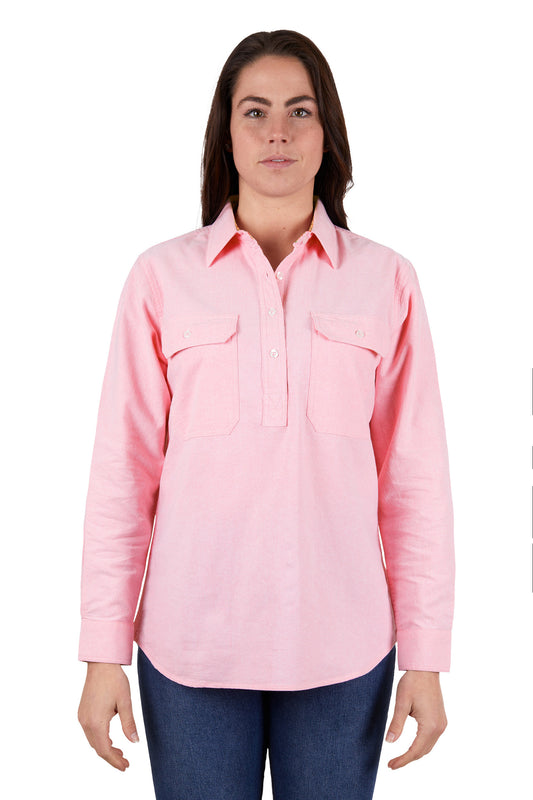 Hard Slog Ladies Half Plkt L/S Shirt - H4W2101209