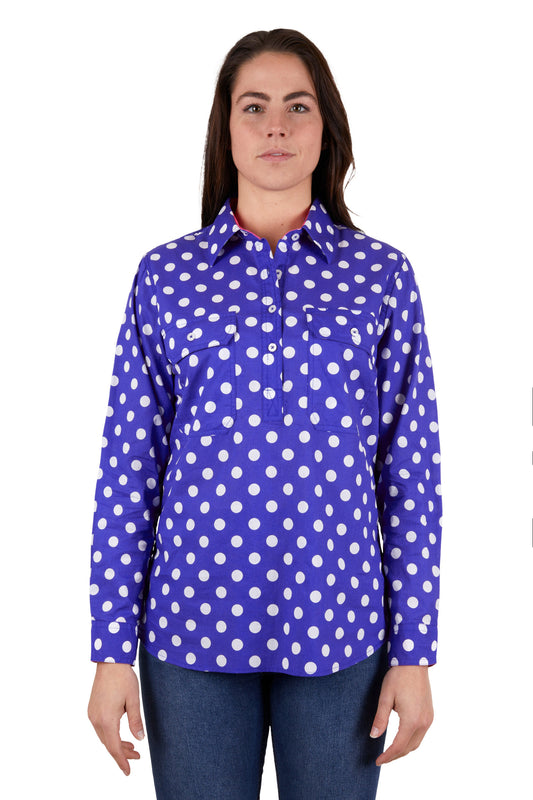 Hard Slog Ladies Half Plkt L/S Shirt - H4W2101213
