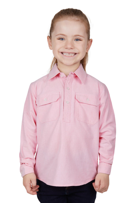 Hard Slog Kids Jas Half Placket L/S Shirt - Pink - H4W7101209