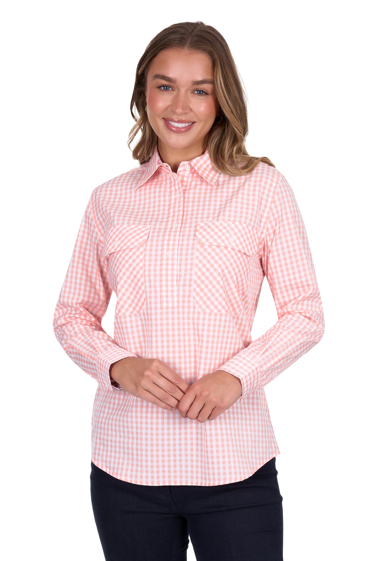 Hard Slog Ladies  1/2 Plkt L/S Shirt - H5S2101122