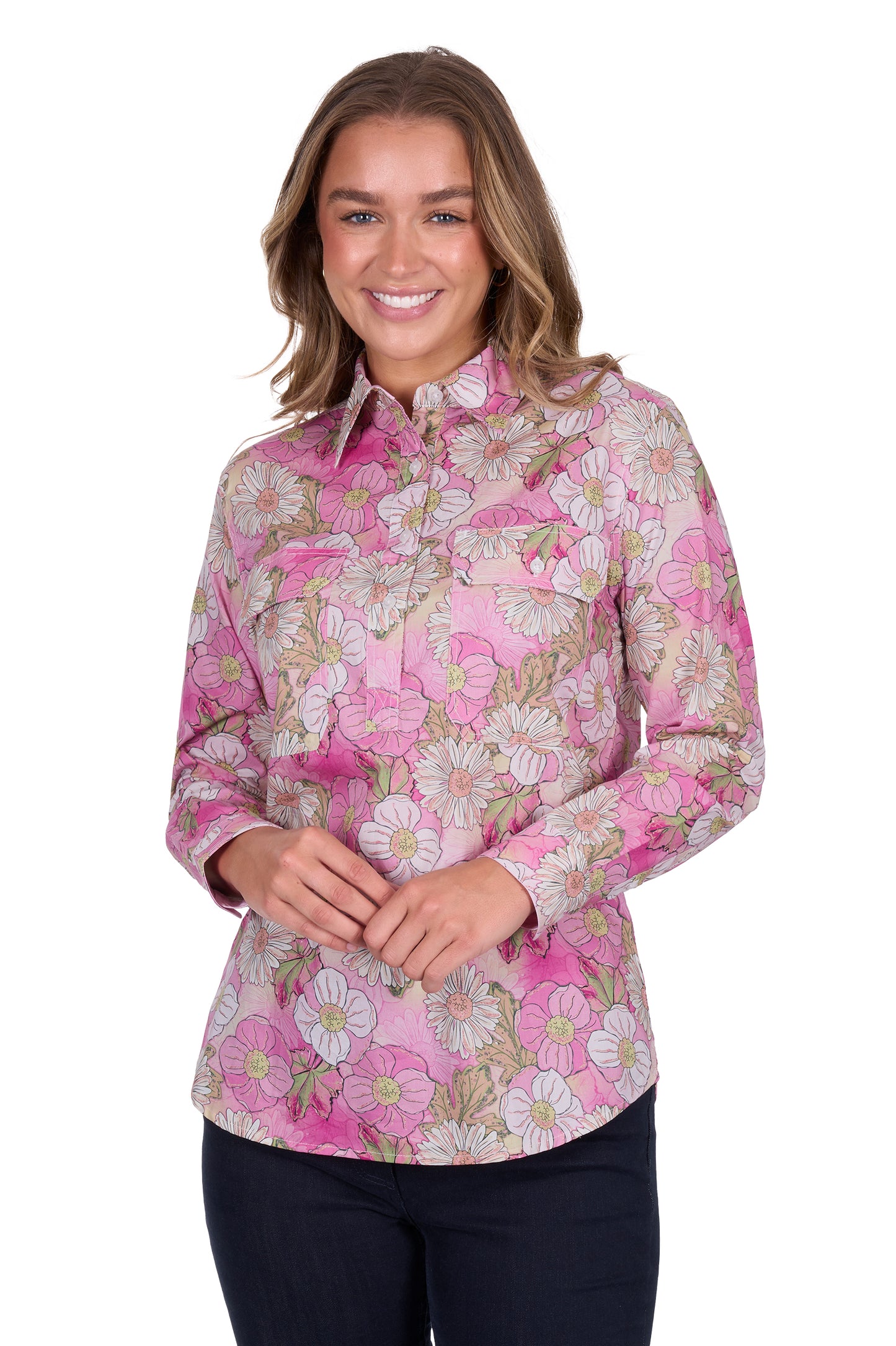 Hard Slog Ladies 1/2 Plkt L/S Shirt - H5S2101125