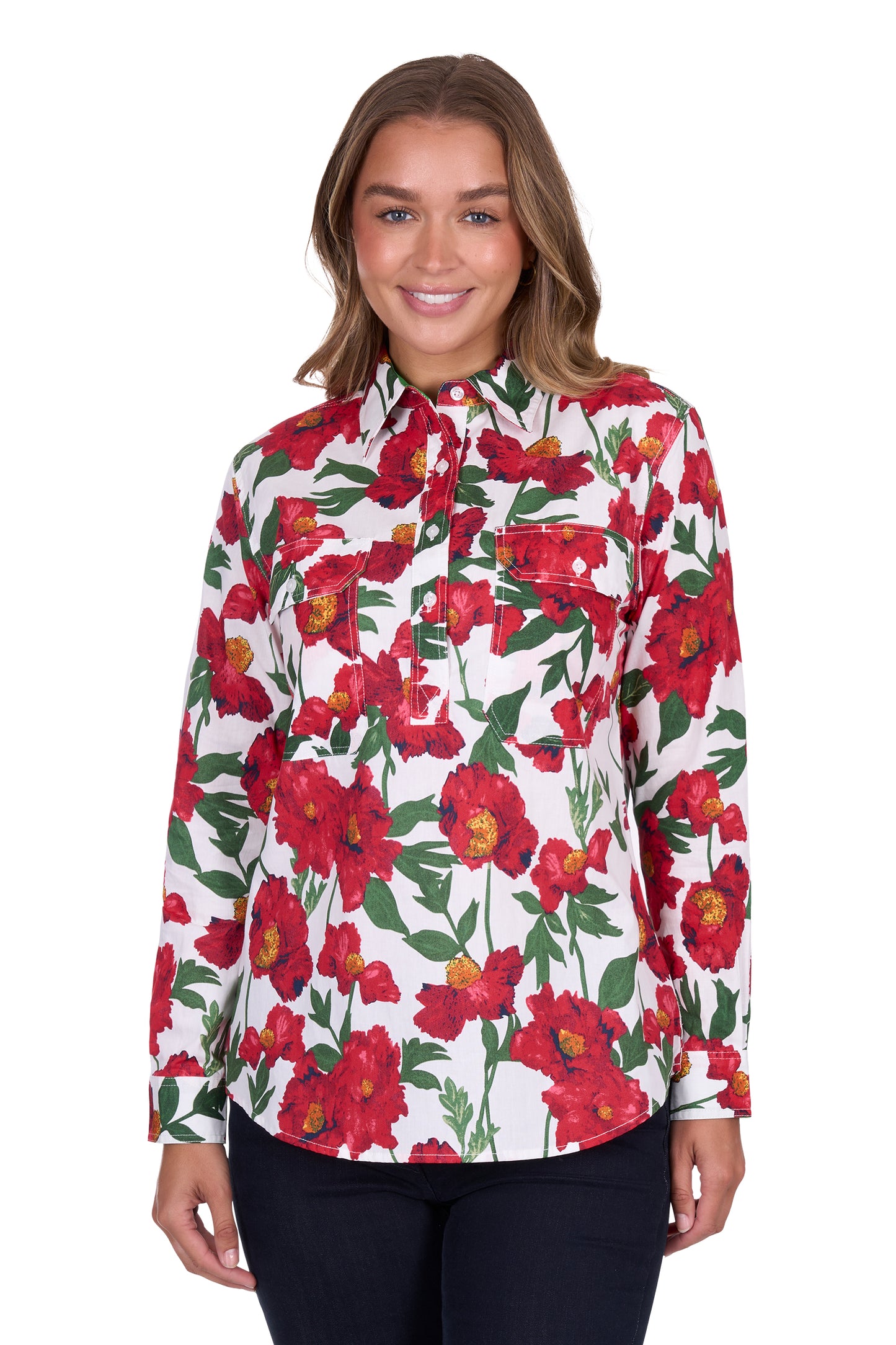 Hard Slog Ladies Half Plk L/S Shirt - H5S2101126