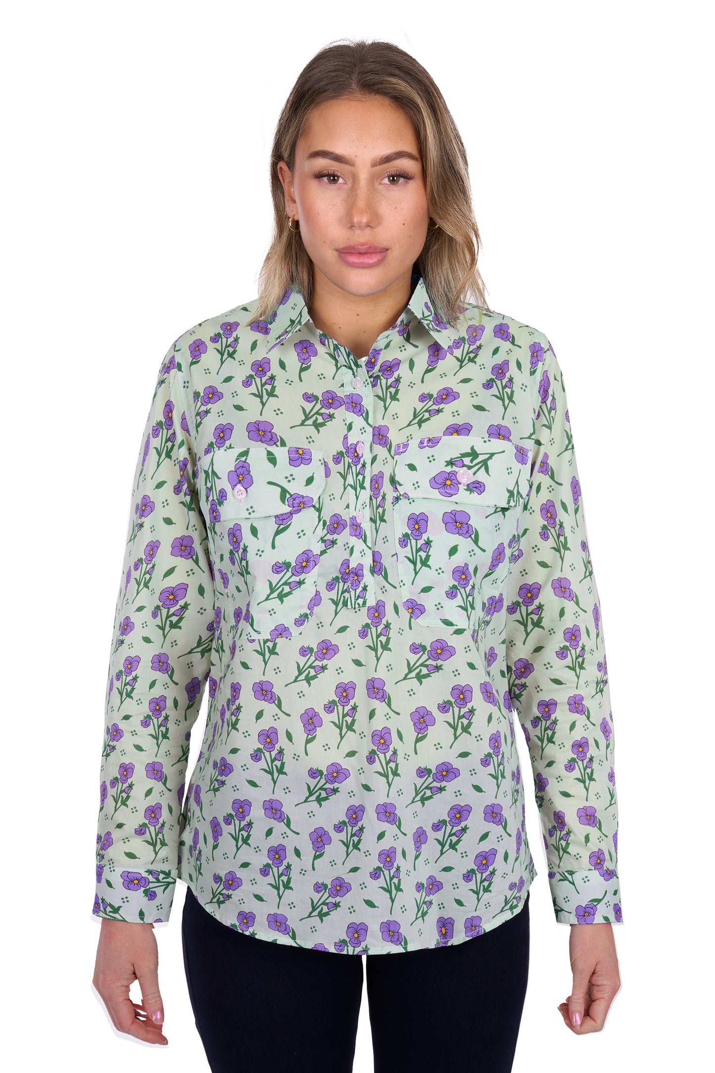 Hard Slog Ladies 1/2 Plkt L/S Shirt - H5S2101156