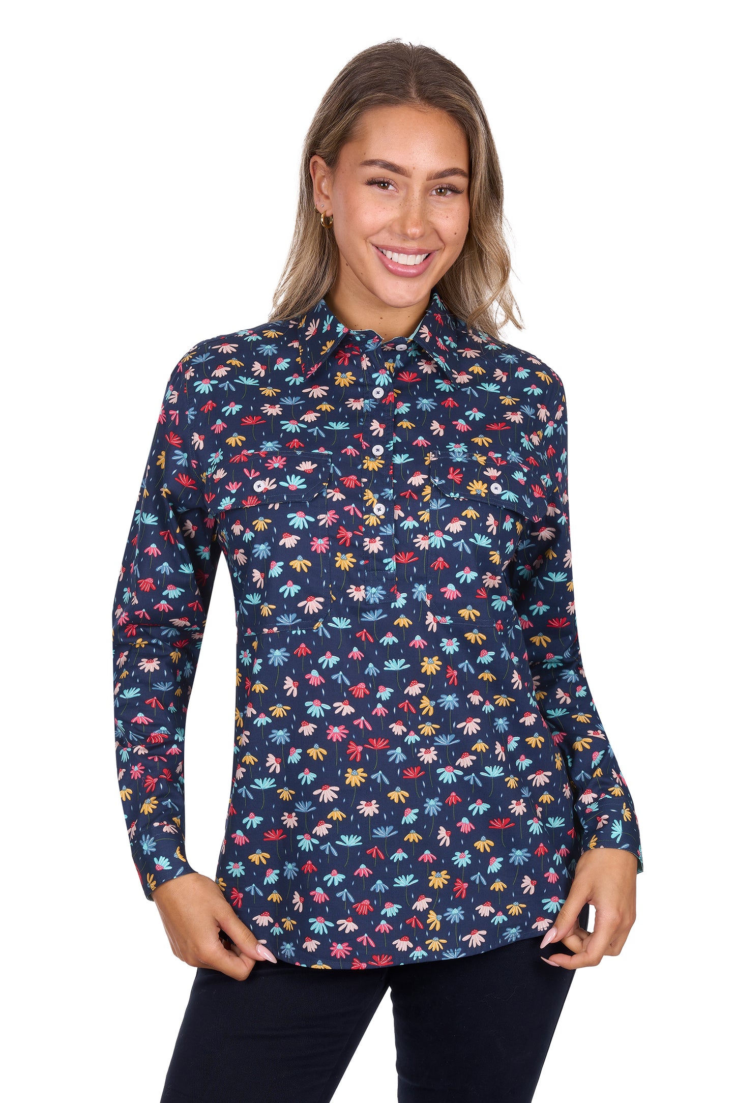Hard Slog Ladies 1/2 Plkt L/S Shirt - H5S2101157