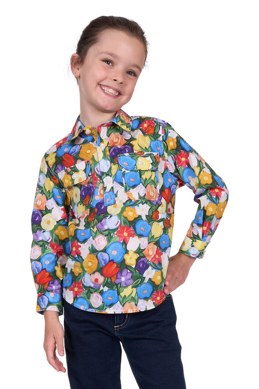 Hard Slog Kids Delia 1/2 Placket L/S Shirt