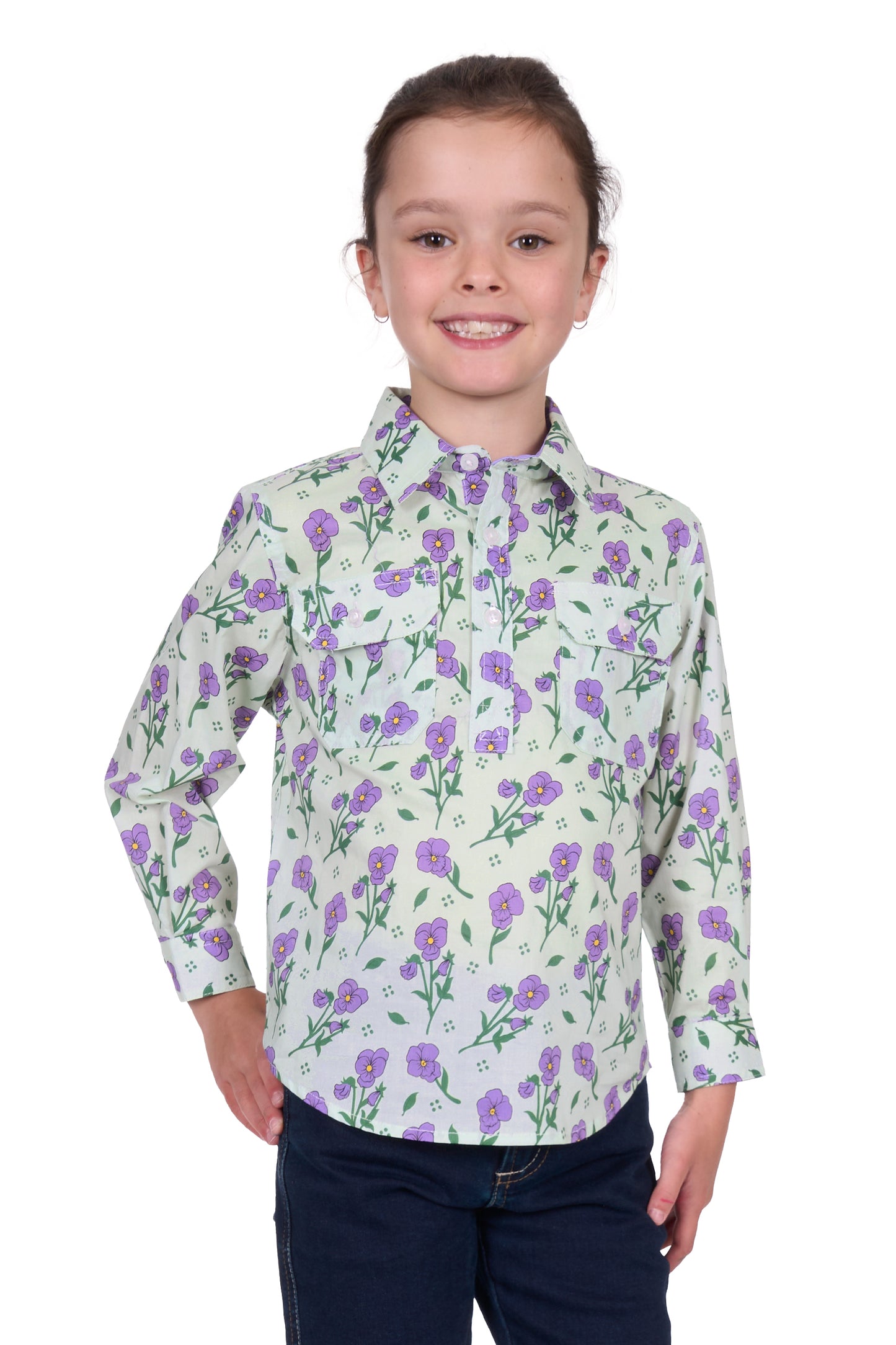 Hard Slog Kids Lynn 1/2 Placket L/S Shirt