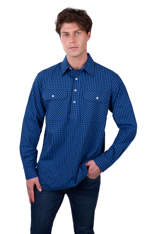 Hard Slog Mens Astell Half Placket Long Sleeved Shirt