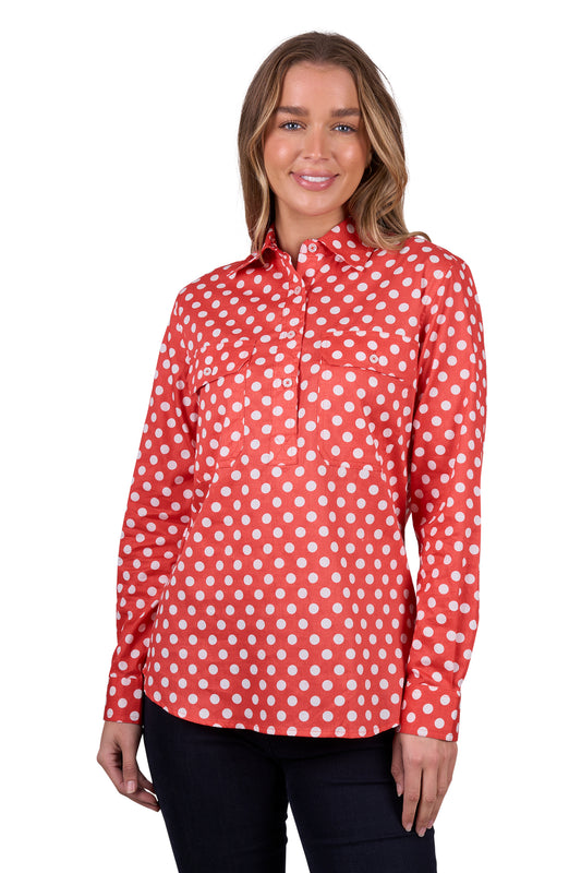 Hard Slog Ladies Half Plkt L/S Shirt - H5W2101189