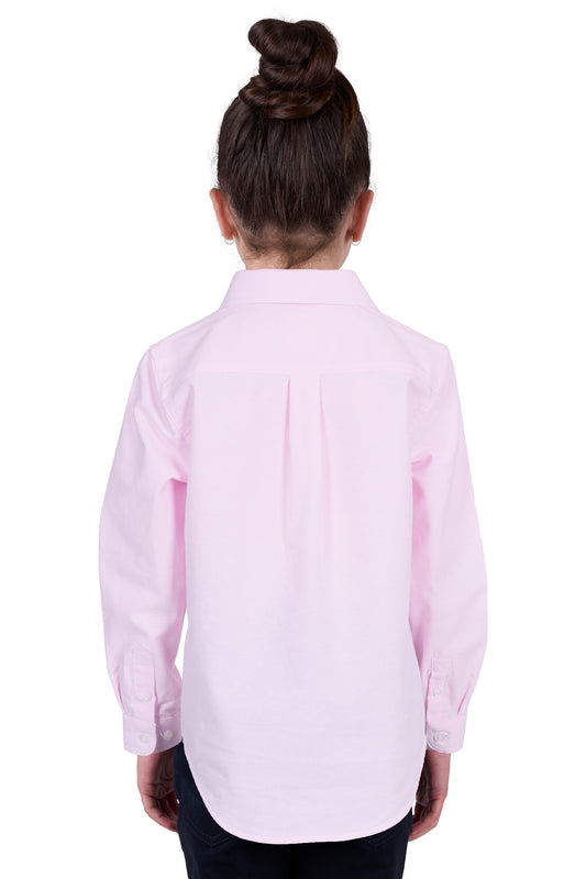 Hard Slog Kids Milly Half Placket Long Sleeve Shirt - Pale Pink