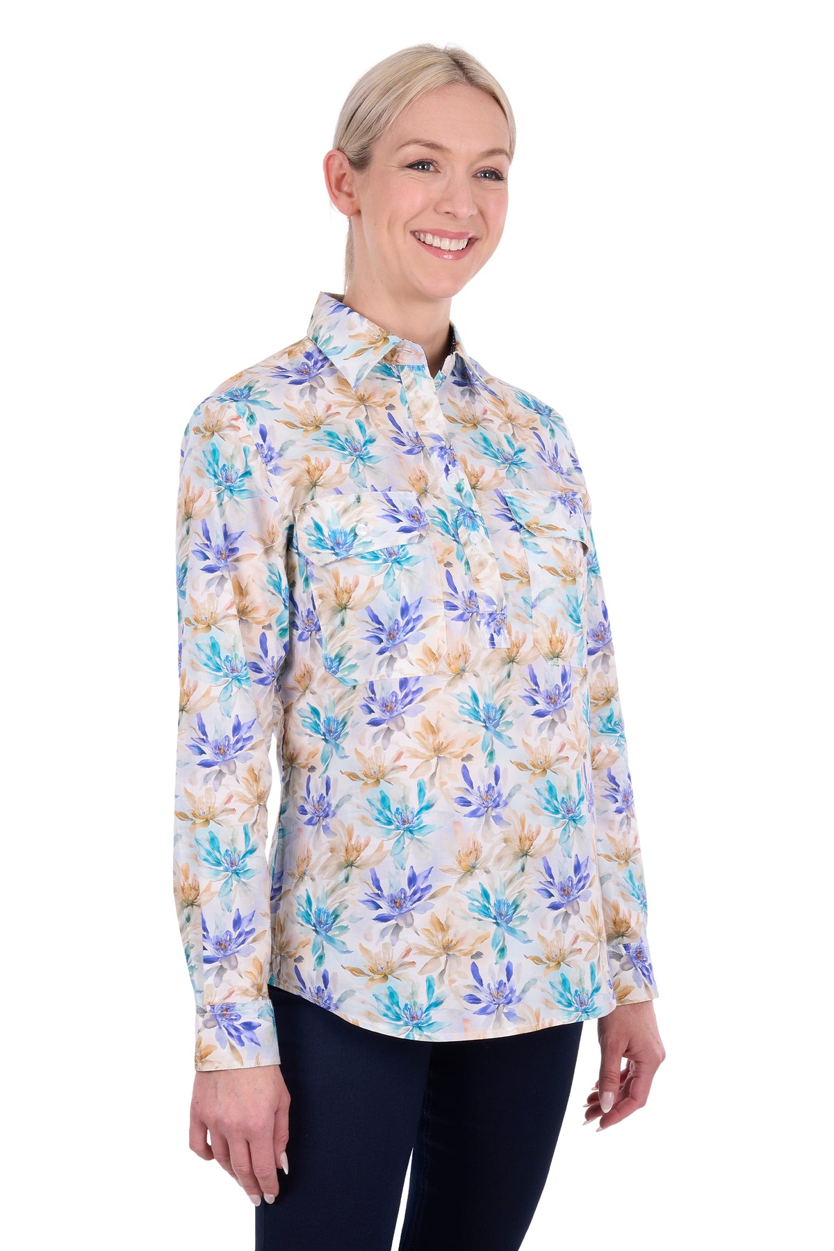 Hard Slog Ladies Meadow 1/2 Plkt L/S Shirt - H6S2101123
