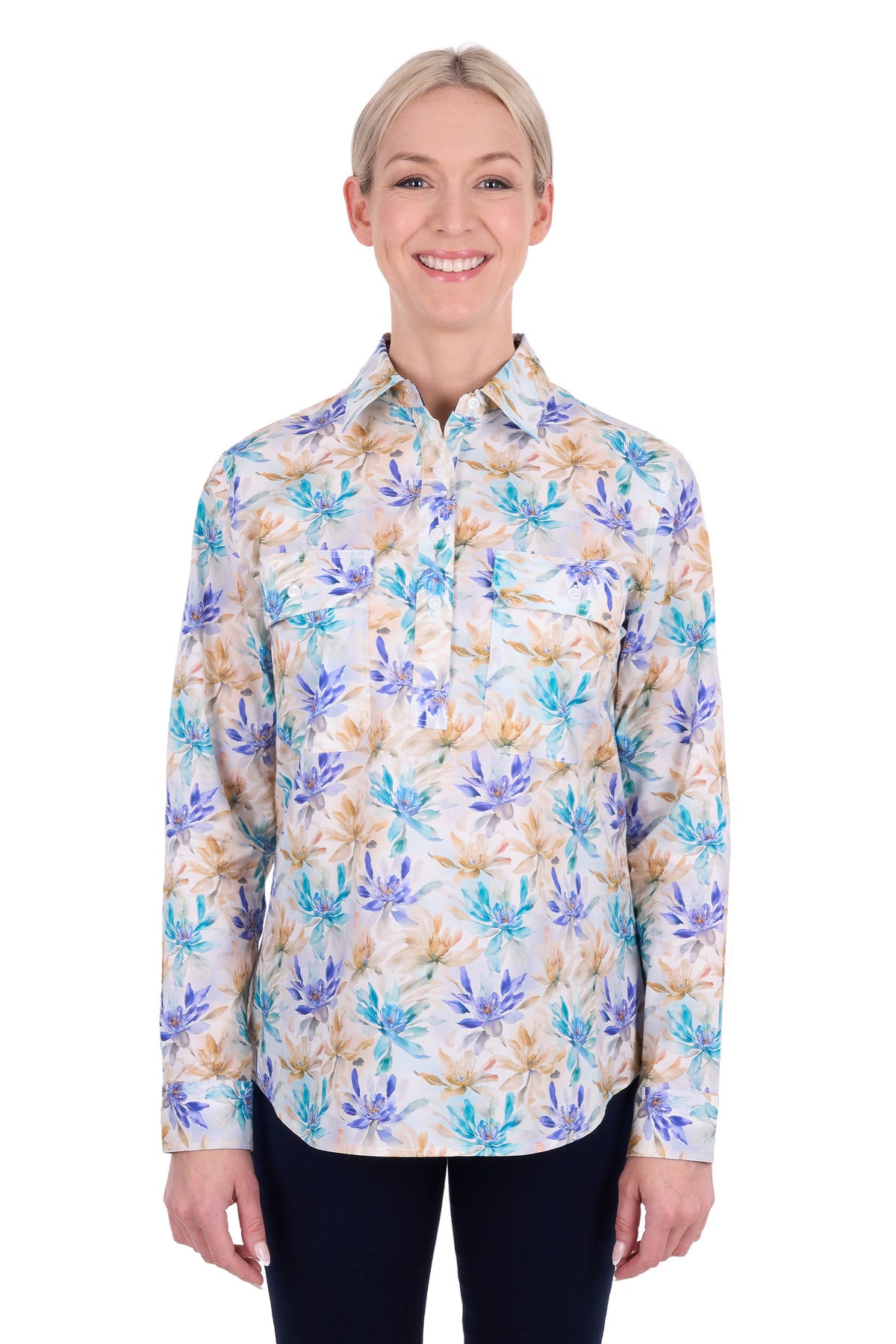 Hard Slog Ladies Meadow 1/2 Plkt L/S Shirt - H6S2101123