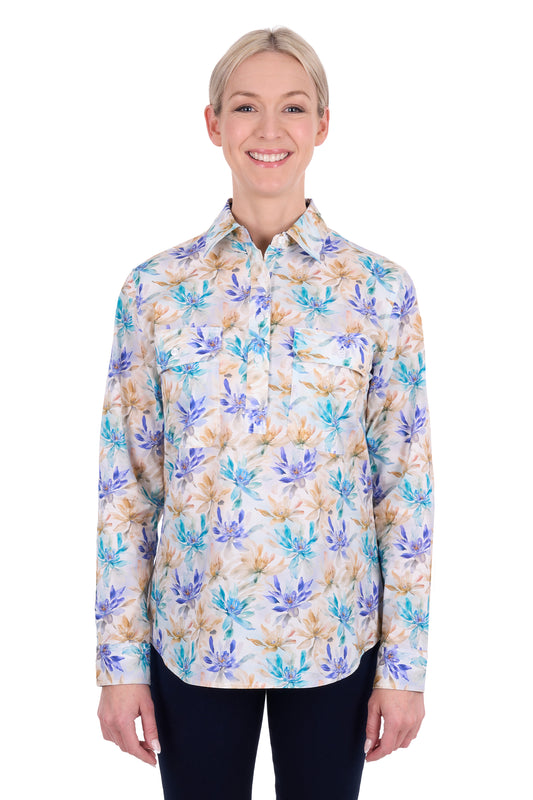 Hard Slog Ladies Meadow 1/2 Plkt L/S Shirt - H6S2101123