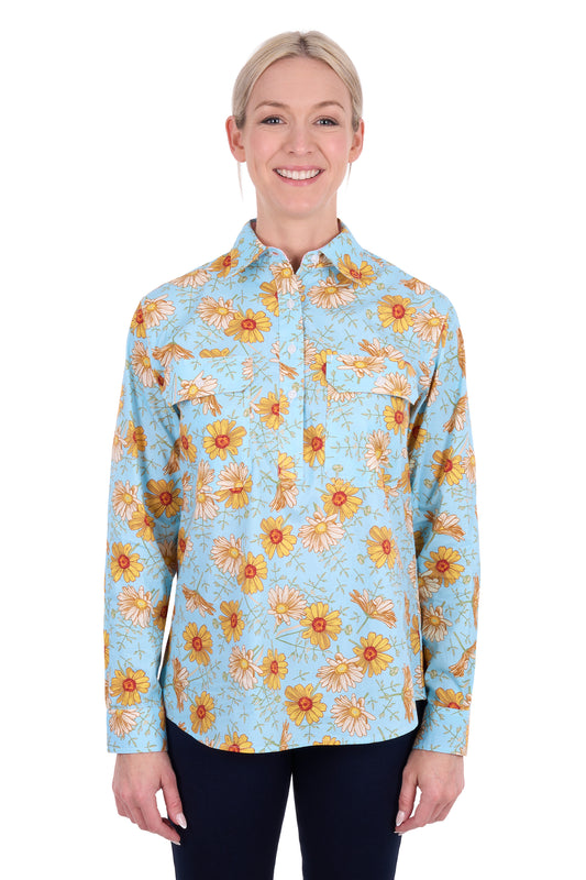 Hard Slog Ladies Sunday Half Placket L/S Shirt - H6S2101137