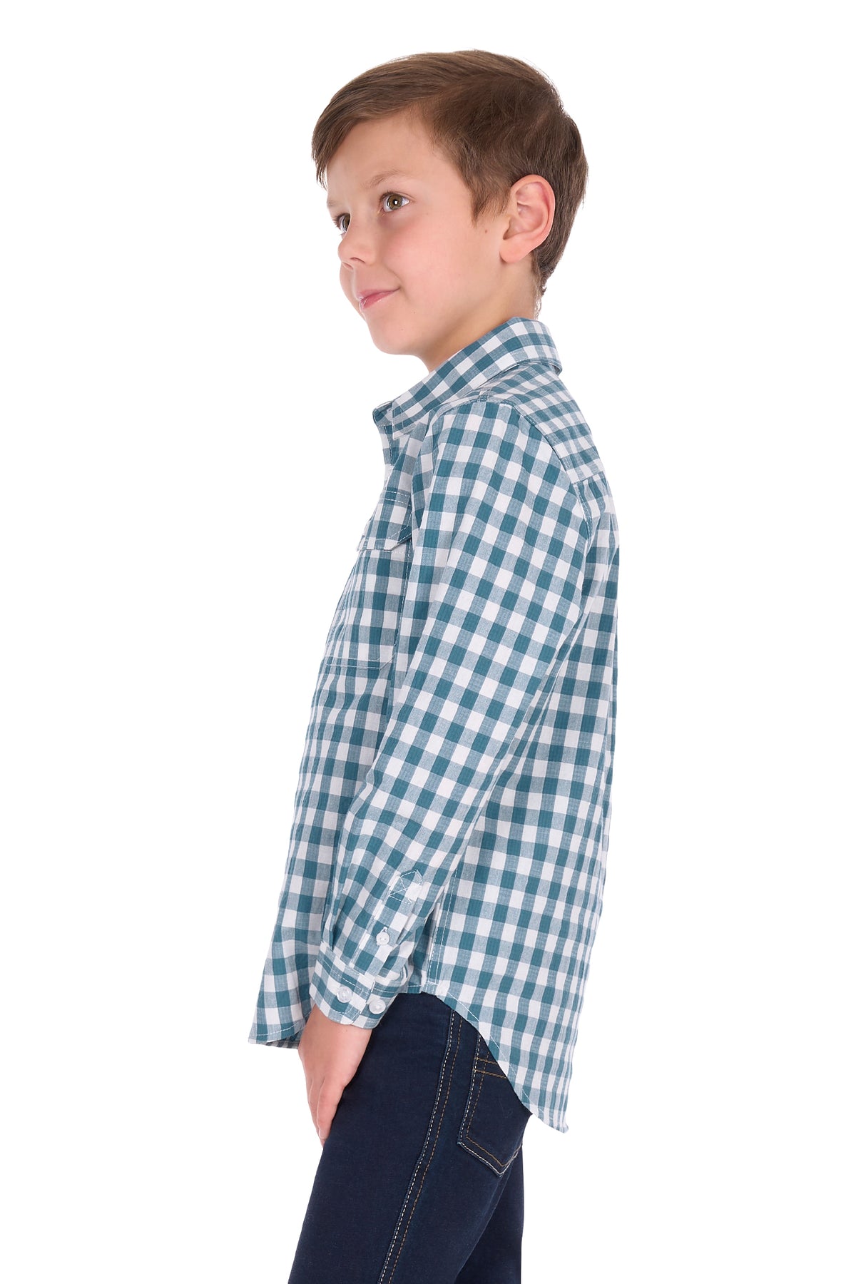 Hard Slog Kids River Half Placket L/S Shirt - Teal - H6S7101185