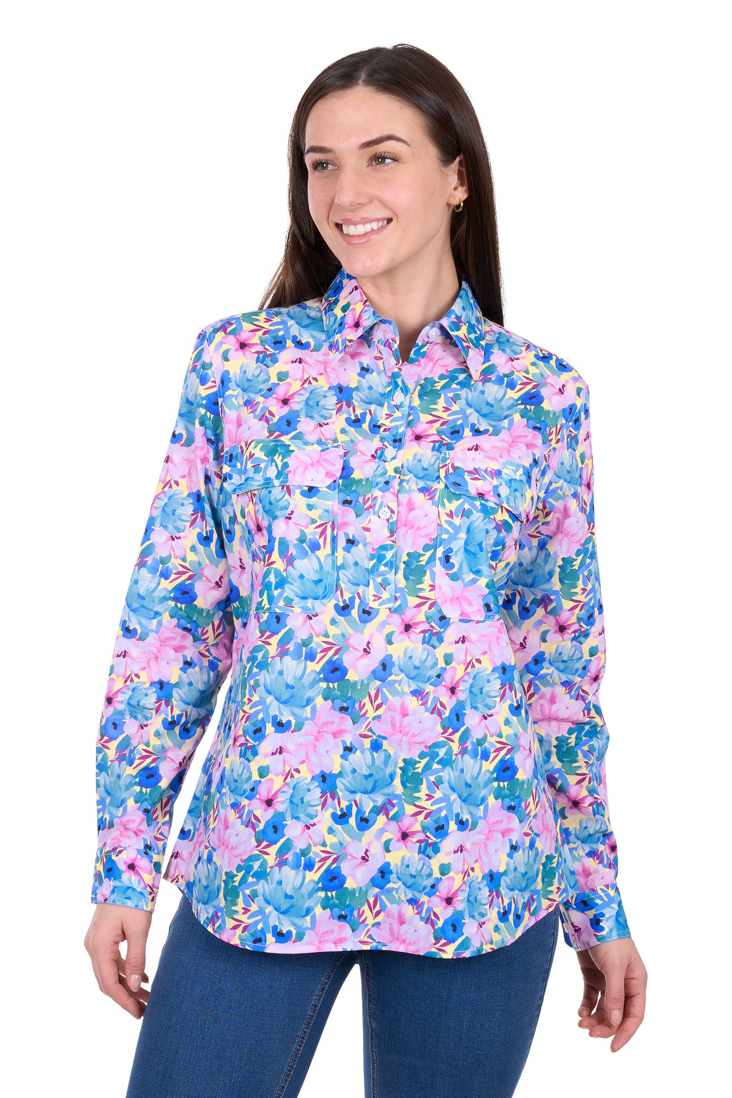 Hard Slog Ladies Trixie 1/2 Plkt L/S Shirt - H6W2101172
