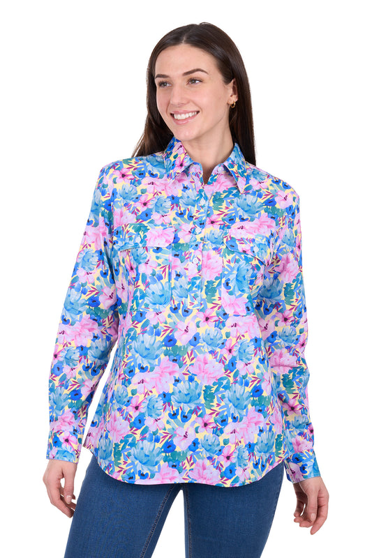 Hard Slog Ladies Trixie 1/2 Plkt L/S Shirt - H6W2101172