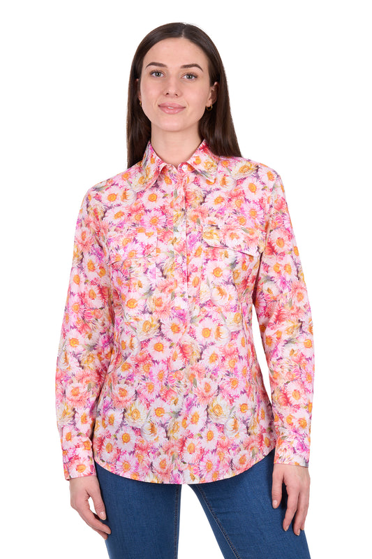Hard Slog Ladies Samira 1/2 Plkt L/S Shirt - H6W2101173