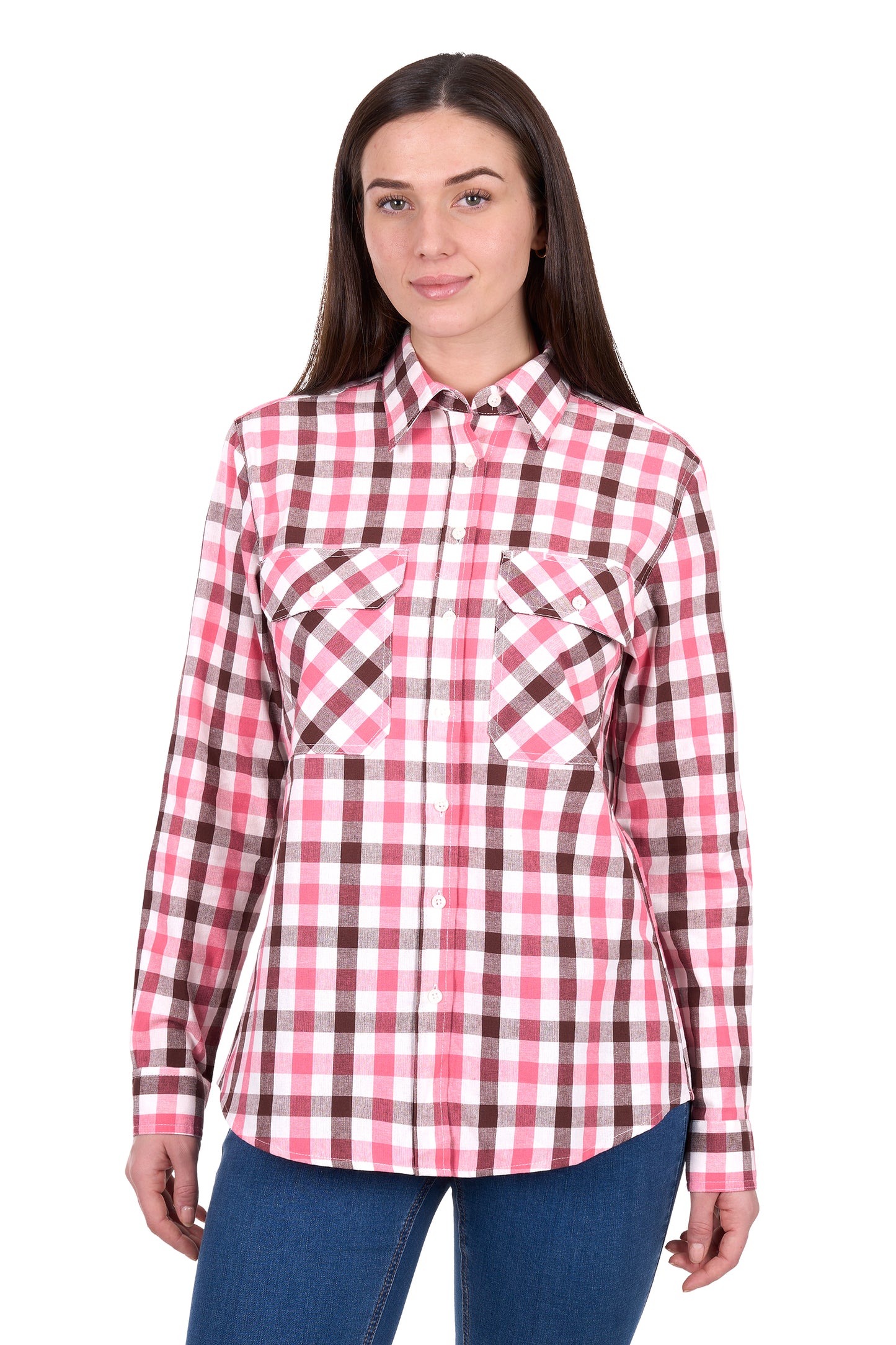 Hard Slog Ladies Cherry Full Plkt L/S Shirt - H6W2149192