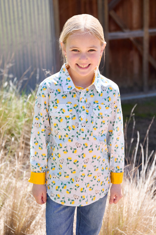Hard Slog Kids Suzie Half Placket L/S Shirt - H6W7101166
