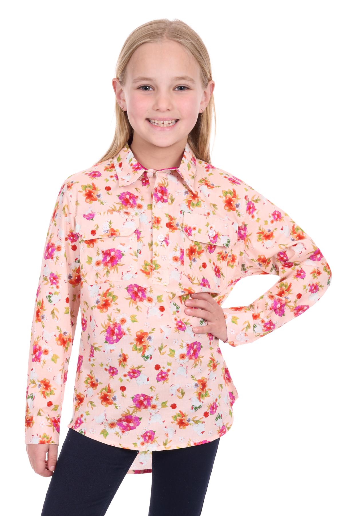Hard Slog Kids Lily Half Placket L/S Shirt - H6W7101168