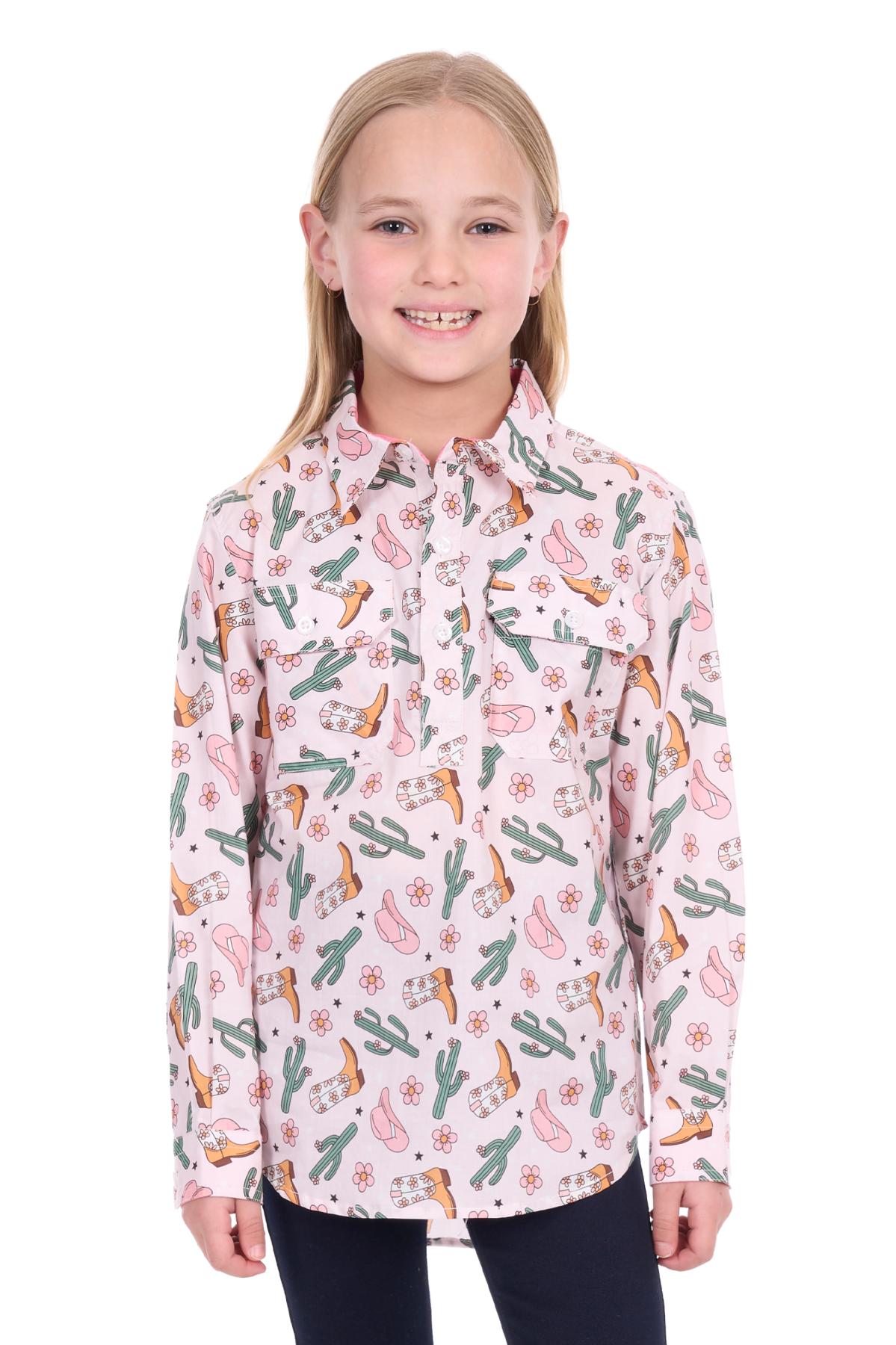 Hard Slog Kids Cleo Half Placket L/S Shirt - H6W7101170