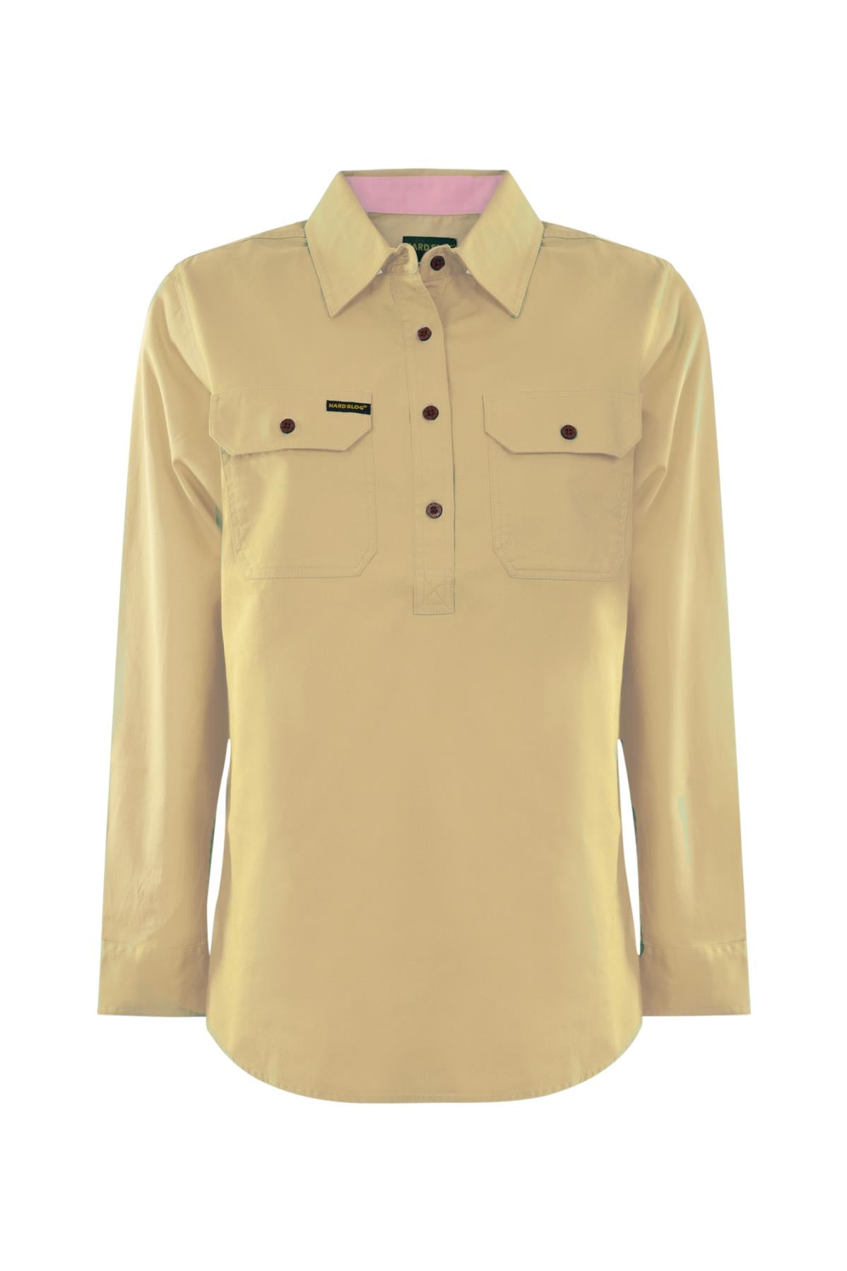 Hard Slog Ladies Half Placket Light Cotton Pastel L/S Shirt - HCP2105002
