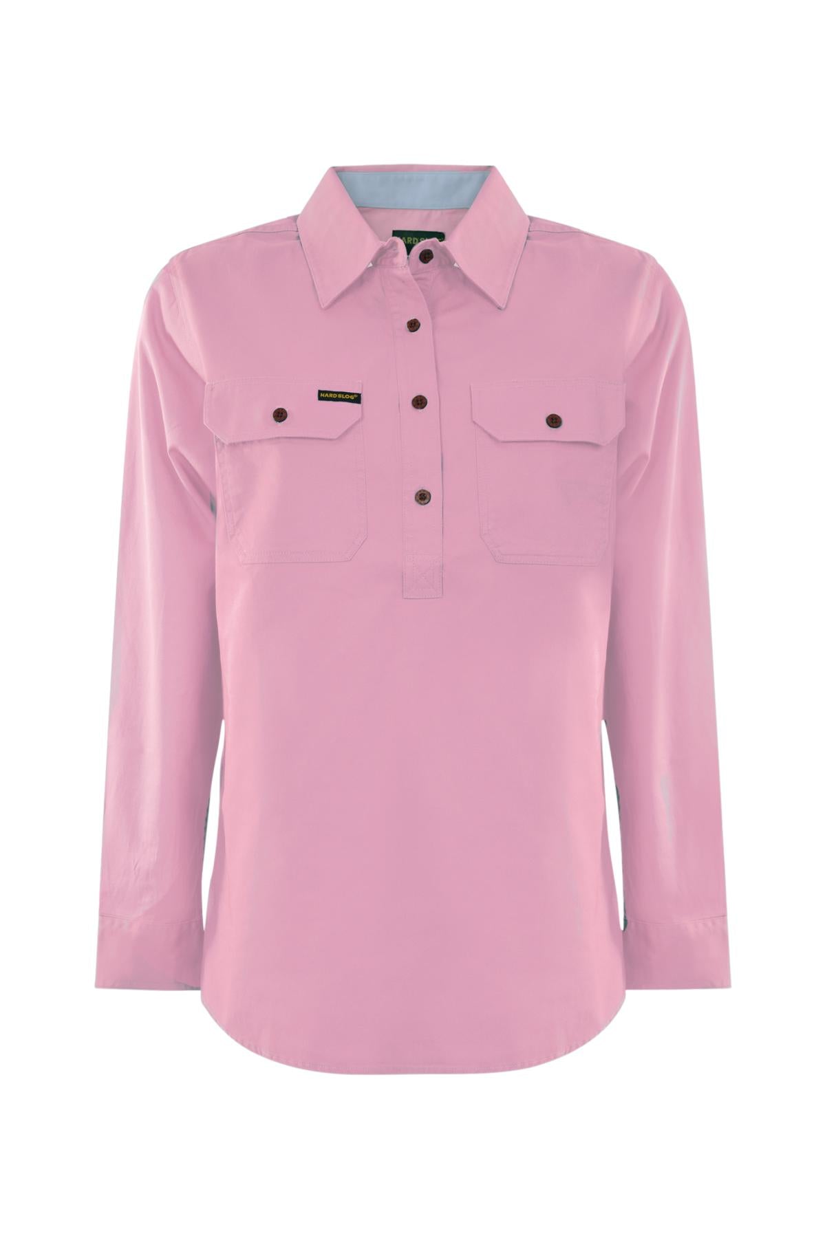 Hard Slog Ladies Half Placket Light Cotton Pastel L/S Shirt - HCP2105002