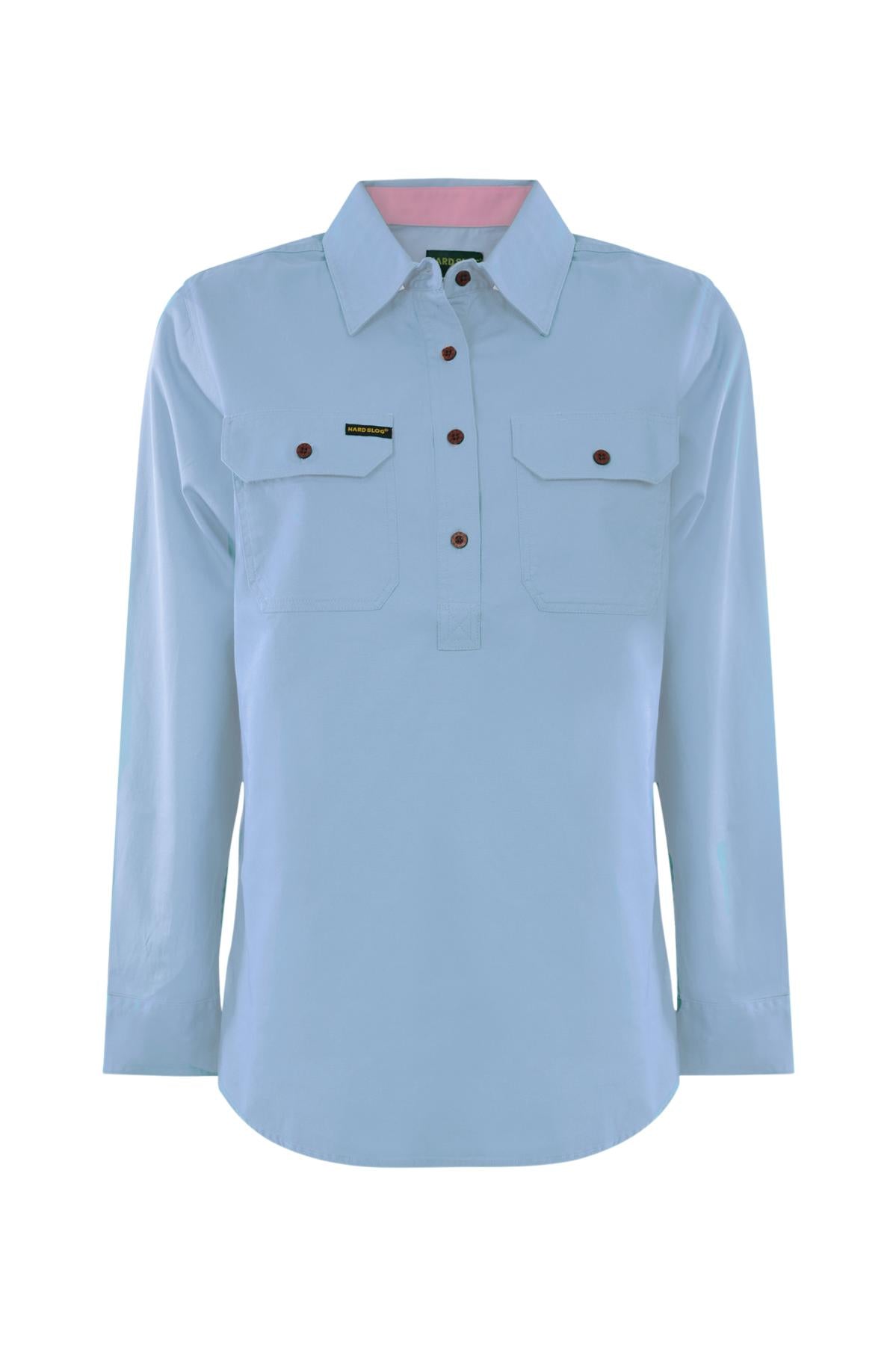 Hard Slog Ladies Half Placket Light Cotton Pastel L/S Shirt - HCP2105002