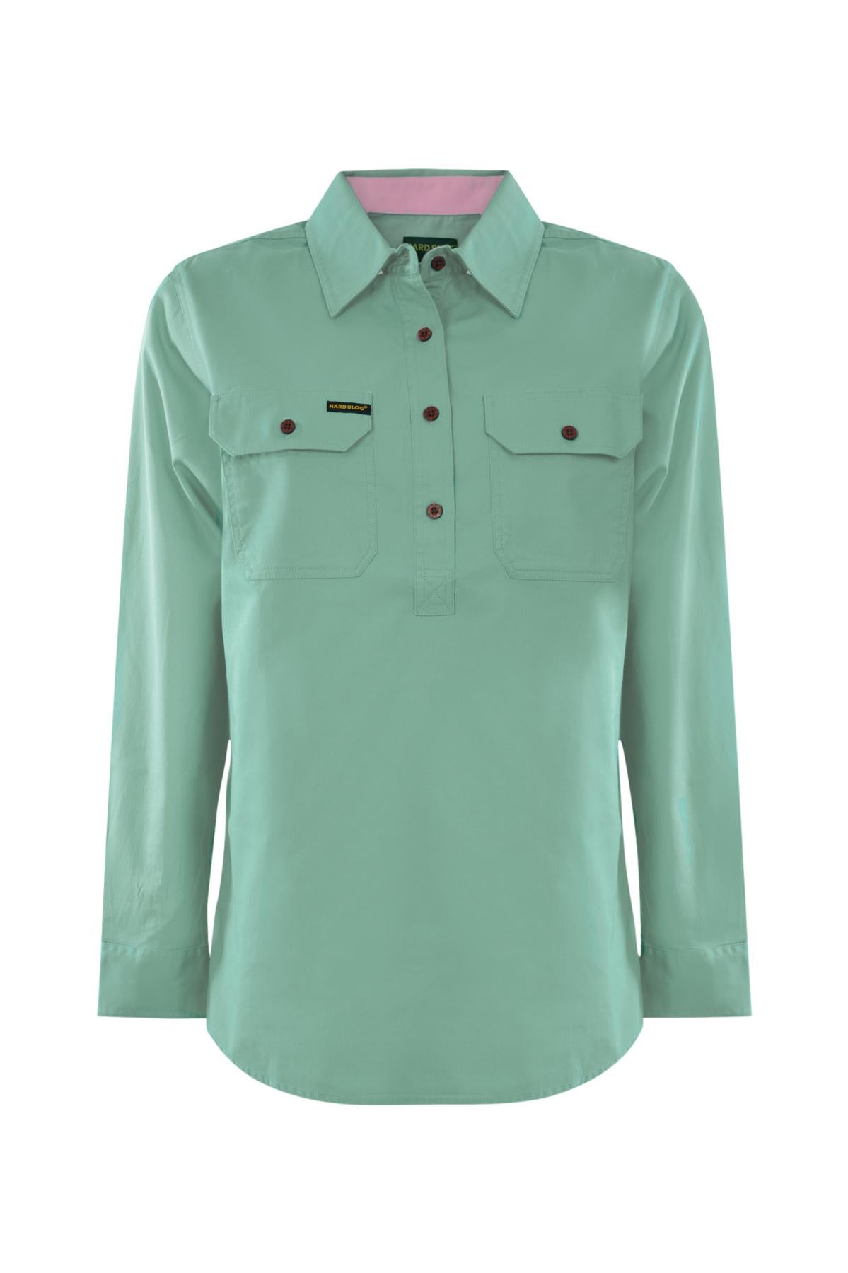 Hard Slog Ladies Half Placket Light Cotton Pastel L/S Shirt - HCP2105002