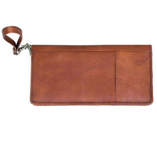 The Design Edge Hamilton DD Zippered Leather Travel Wallet - Chocolate