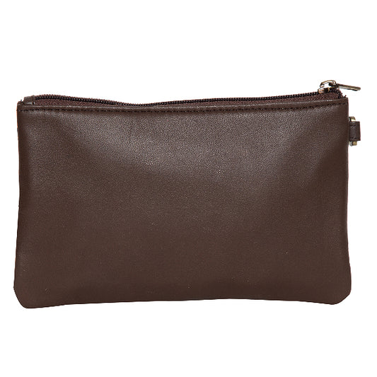 The Design Edge Hand Woven Leather Small Clutch - Toronto W 69992W - Chocolate