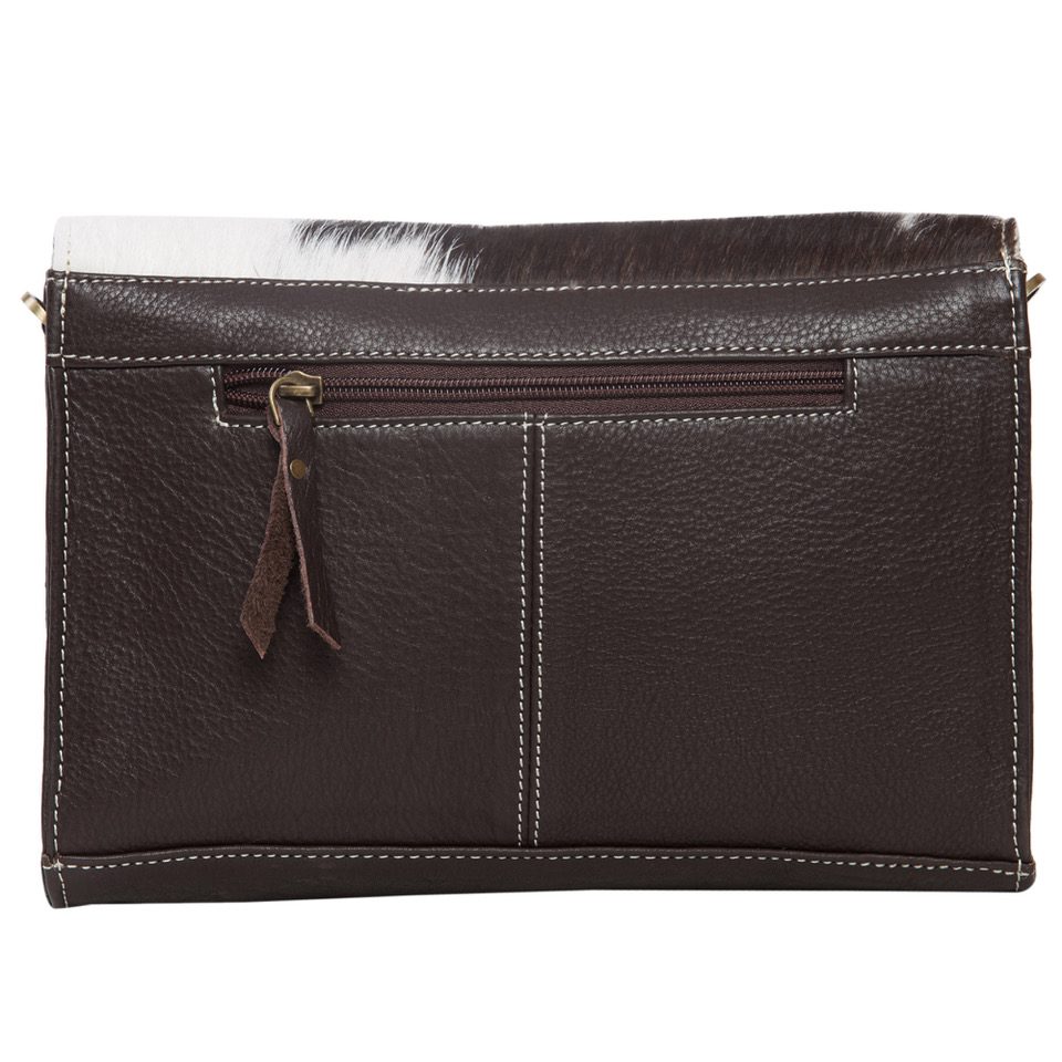 The Design Edge Tooling Leather Rectangular Flap Bag – AB09 – Valencia - Brown and White