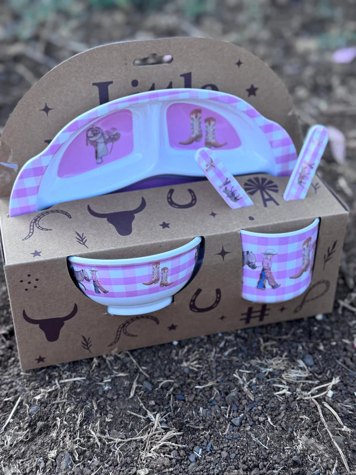 Little Windmill Cowgirl Life 5 Piece Melamine Dinner Set