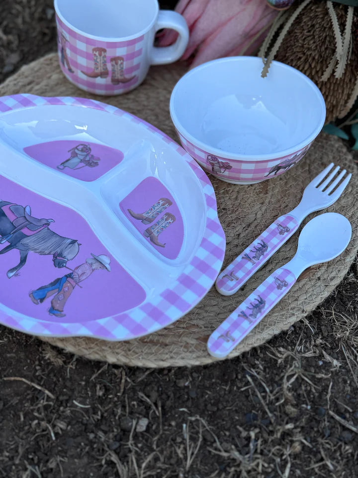 Little Windmill Cowgirl Life 5 Piece Melamine Dinner Set