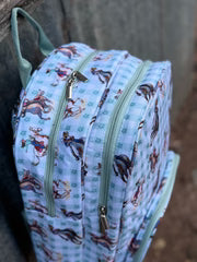 Little Windmill Teal Cowgirl Backpack Bag Double Zipper
